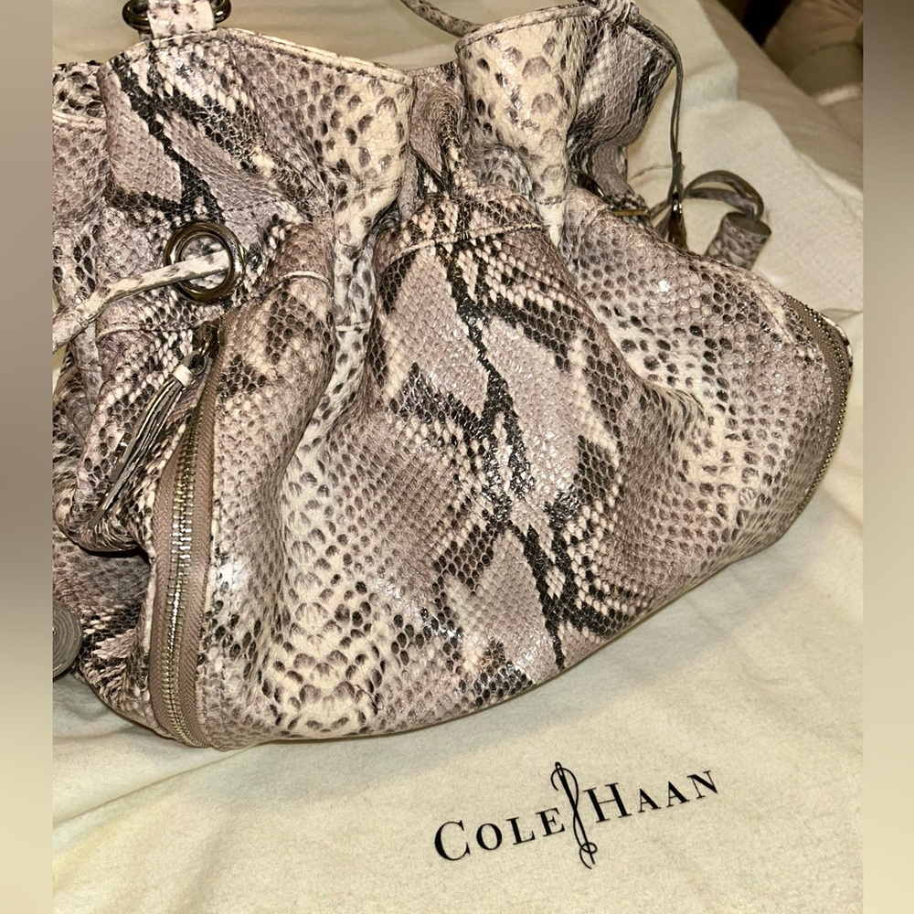 Cole Haan python-embossed, leather handbag with dust bag! Gently used